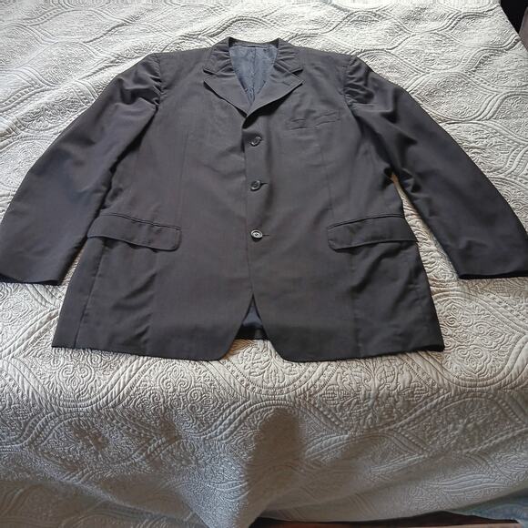 Black Ermenegildo Zegna Modern Cut Italian‎ Wool Blazer 44R Made in Switzerland